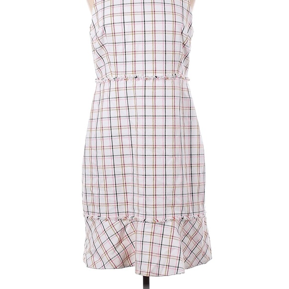 BNWOT! J.Crew Fluted Hem Dress, Size 12, in Windowpane Cotton Tweed 💎 - Picture 3 of 7